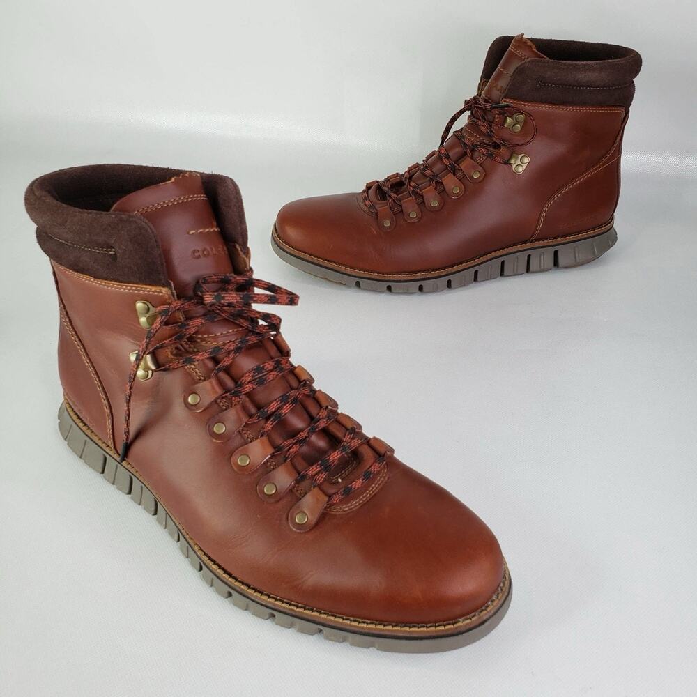 Cole Haan Boots C30405 Size 12 Mens ZG Waterproof Hiker Boot British Tan Cowhide